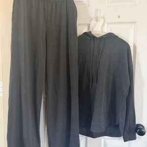 Women's Dark Gray Wide Leg Lounge Set